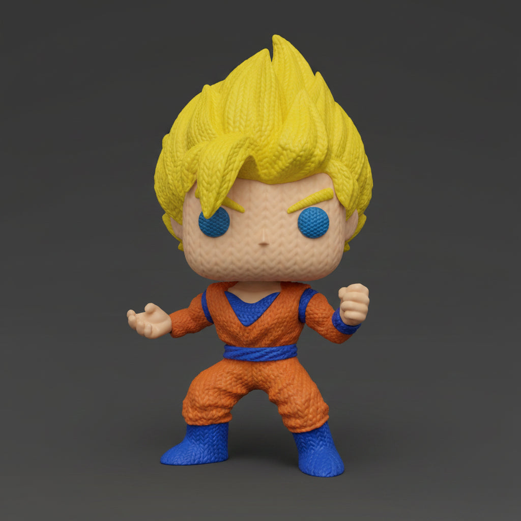 Knitted-Style Super Saiyan Display 3D-printed anime product by Nova Prints
