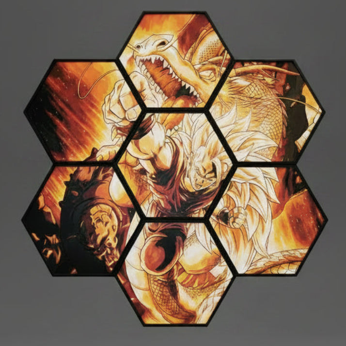 Goku Super Saiyan 3 honeycomb textured wall art