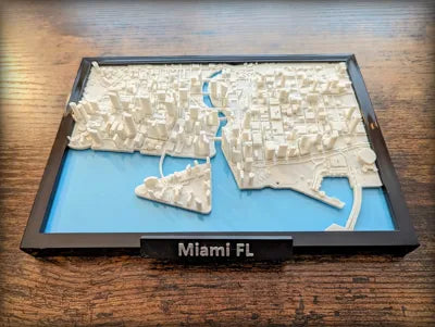 Miami Florida 3D Miniature Topographic Map