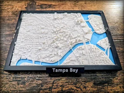 Tampa Bay Florida 3D Miniature Topographic Map