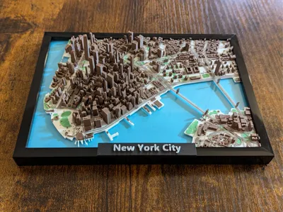New York City Lower Manhattan 3D Mini (MultiColor) Topographic Map