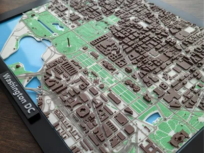 Washington D.C. 3D Miniature Topographic Map
