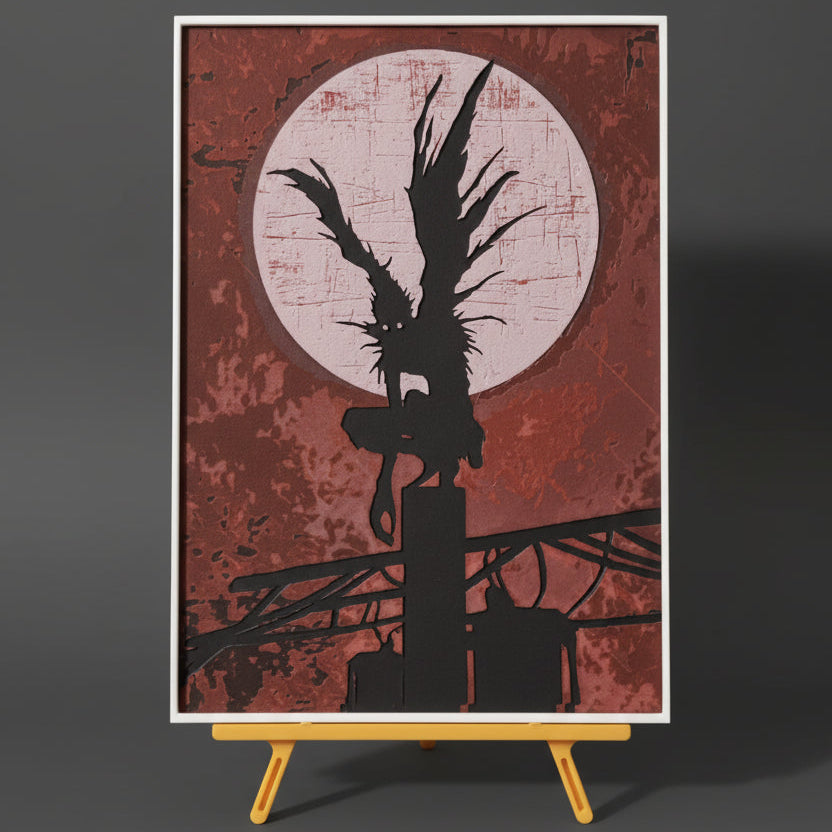 Layered Ryuk portrait textured wall art