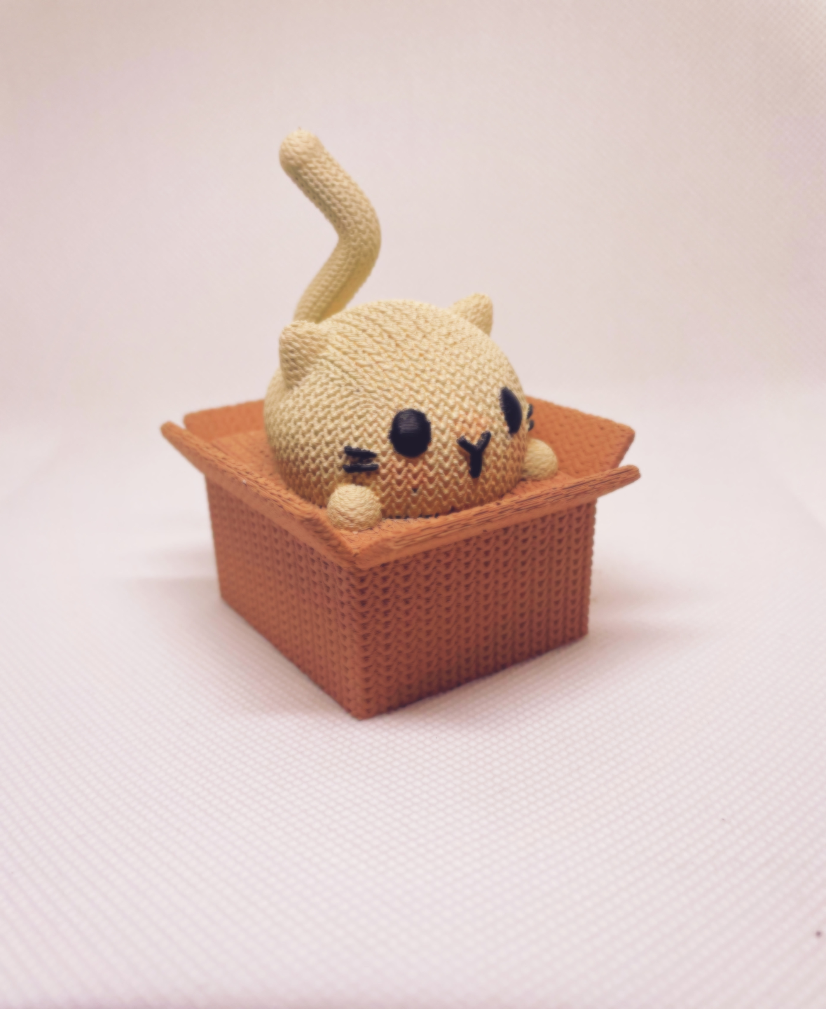 Knitted Cat in a Box (small storage container)