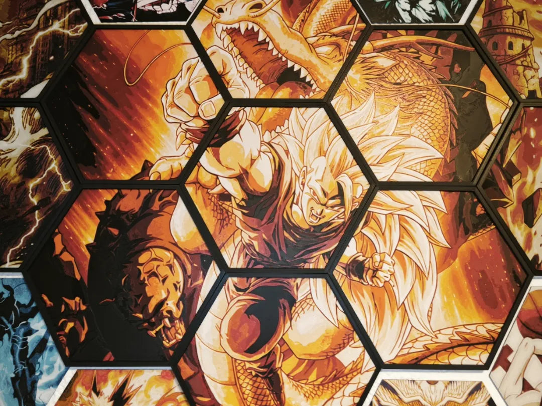 Goku Super Saiyan 3 honeycomb textured wall art