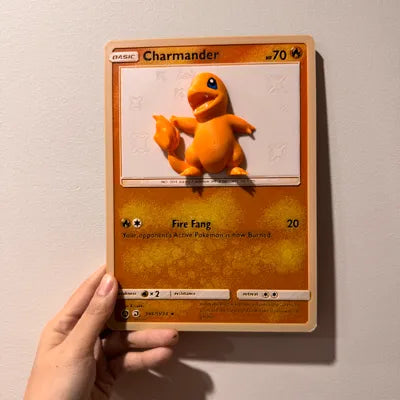 Oversized Charmander Pokemon Card - Filament Painting Hybrid
