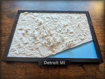 Detroit Michigan 3D Miniature Topographic Map