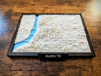 Austin Texas 3D Miniature Topographic Map