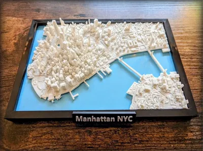 New York City Lower Manhattan 3D Miniature Topographic Map