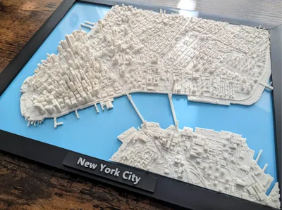 New York City Lower Manhattan 3D Miniature (Large) Topographic Map