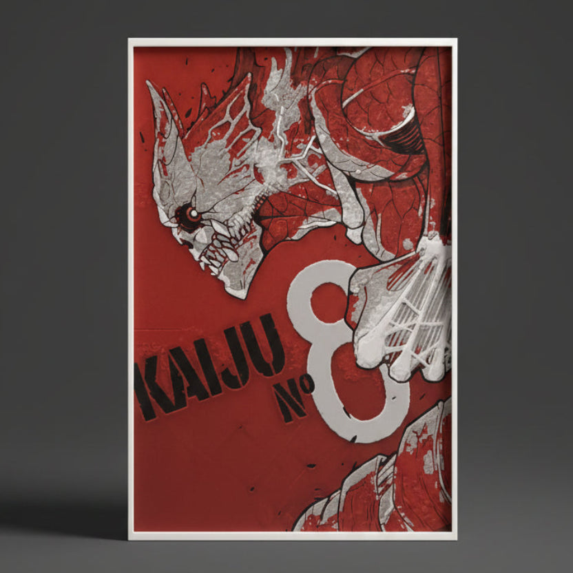 Kaiju No. 8 battle poster textured wall art