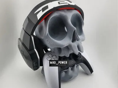 Stand Controller PS5 PS4 Wall Desk Headphone Skull - 3D printed PlayStation controller stand