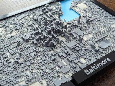 Baltimore Maryland 3D Miniature Topographic Map