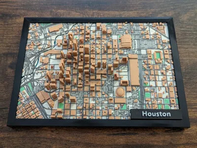 Houston Texas 3D Miniature Topographic Map