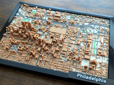 Philadelphia 3D Miniature Topographic Map