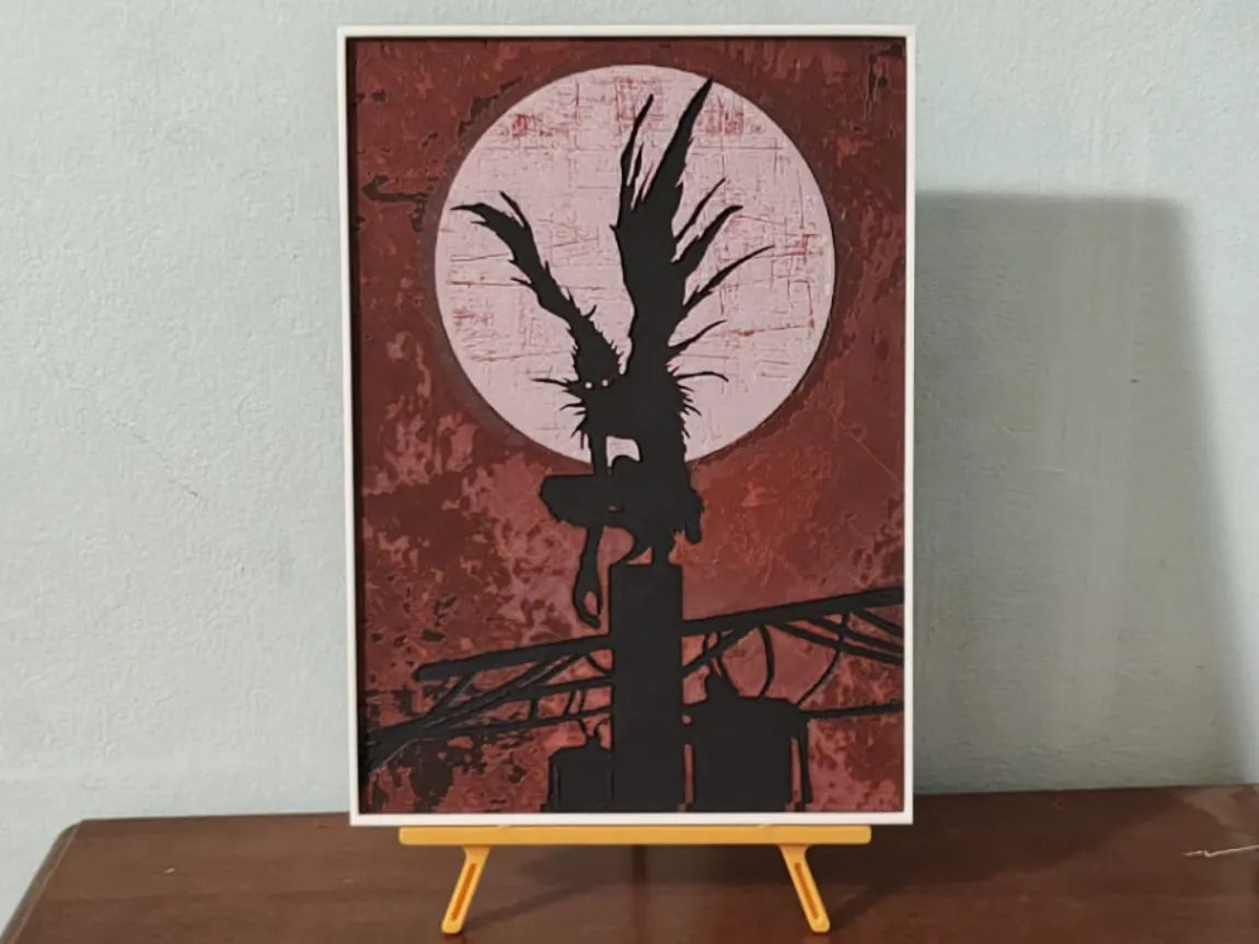 Layered Ryuk portrait textured wall art