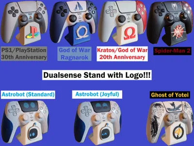 DualSense Stand W Logo! Ps1, Astro, Gow, Sm2, Goy - 3D printed PlayStation controller stand