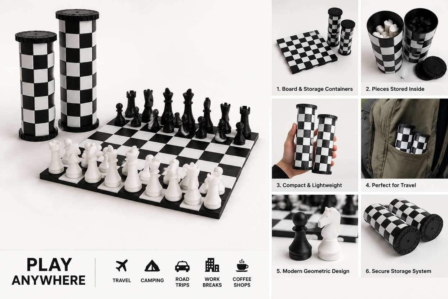 Travel Chess Set – Pocket-Sized Portable Chess Board with Storage