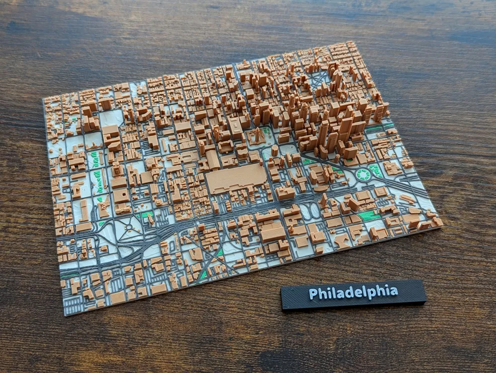 Philadelphia 3D Miniature Topographic Map