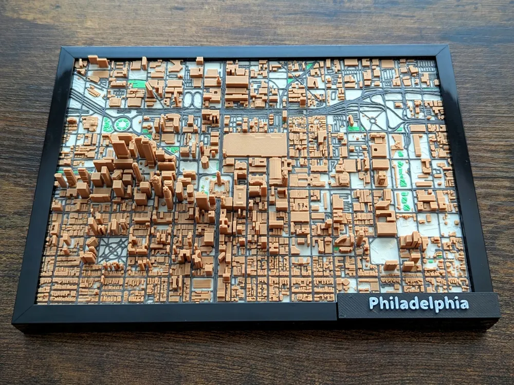 Philadelphia 3D Miniature Topographic Map