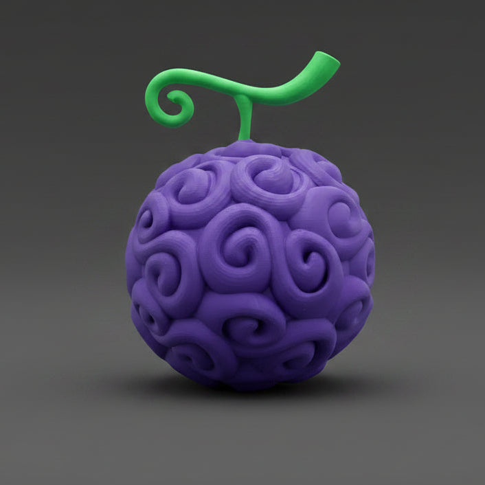 Purple textured ball with a green handle on a white background