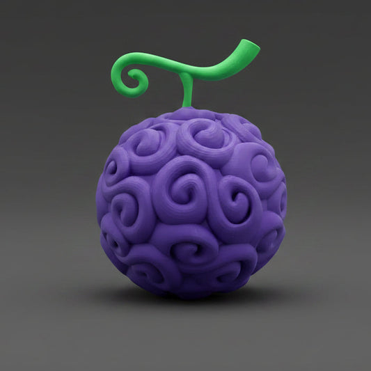 Purple textured ball with a green handle on a white background