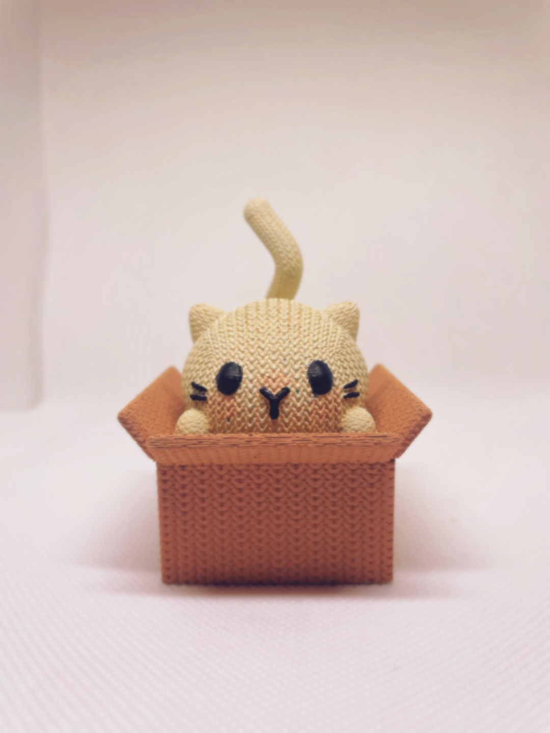 Knitted Cat in a Box (small storage container)